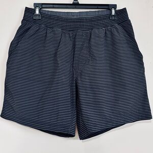 Rhone Men's S Black Gray Striped 7" Inseam Performance Tech Mako Pull On Shorts